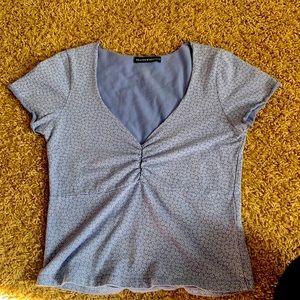 Blue crop floral top.